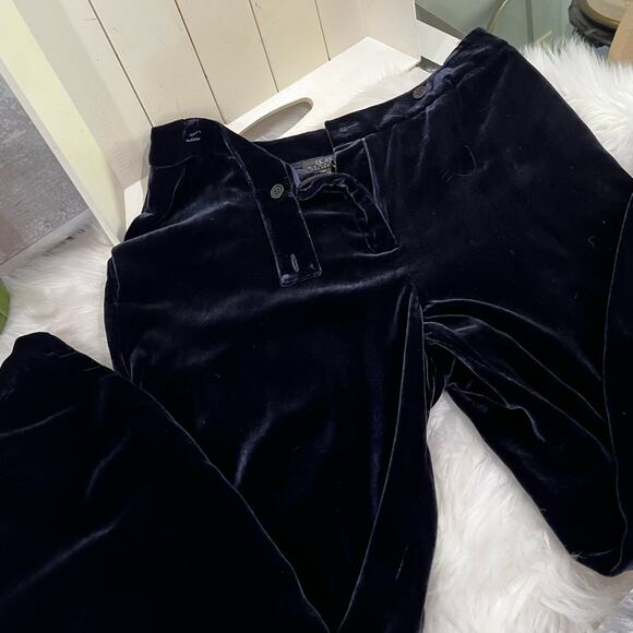 NEW BCBGMaxAzria Navy Velvet Silk Wide Leg Relaxed Ankle Length Trousers 8 NWT - Picture 7 of 16